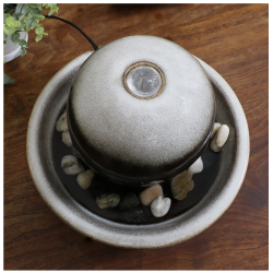 Sunnydaze Ceramic Tabletop Water Fountain with Modern Orb Design